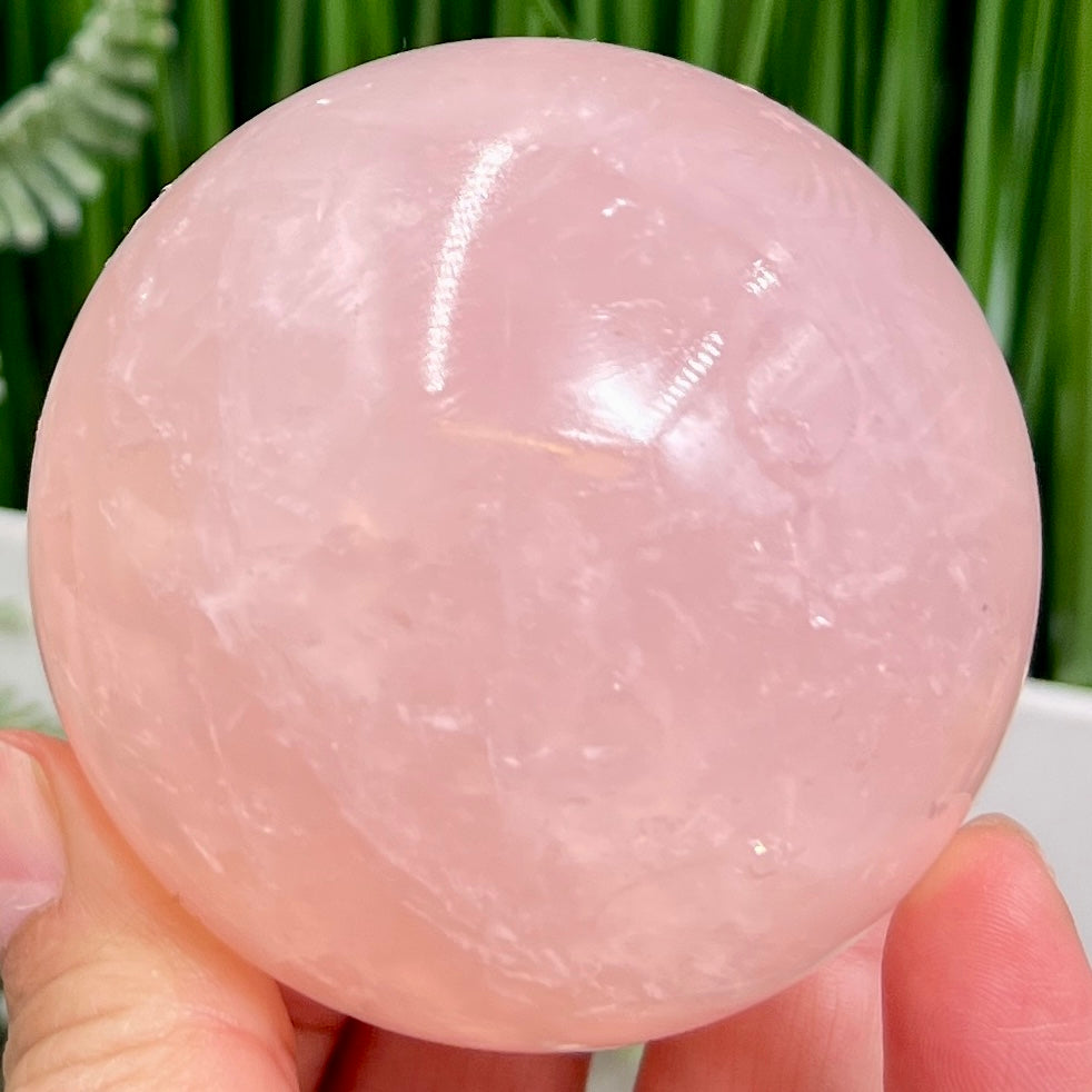 Rose Quartz Sphere High Quality Translucent Healing Crystal Ball 414g 67mm