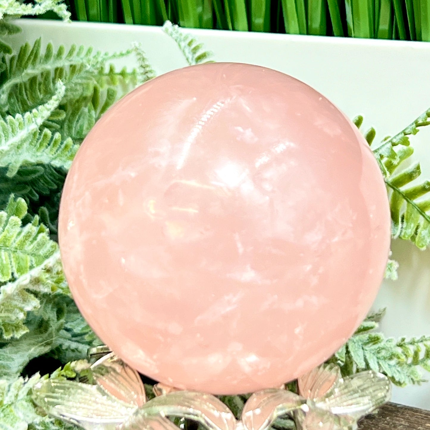 Rose Quartz Sphere High Quality Translucent Healing Crystal Ball 458g 69mm