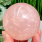 Rose Quartz Sphere High Quality Translucent Healing Crystal Ball 458g 69mm