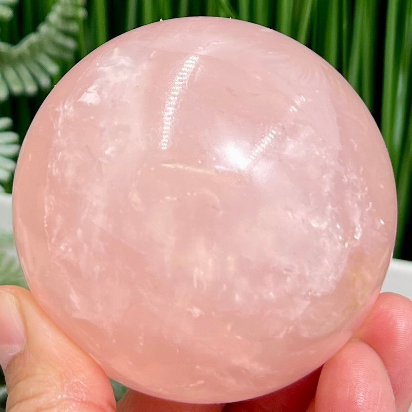 Rose Quartz Sphere High Quality Translucent Healing Crystal Ball 458g 69mm