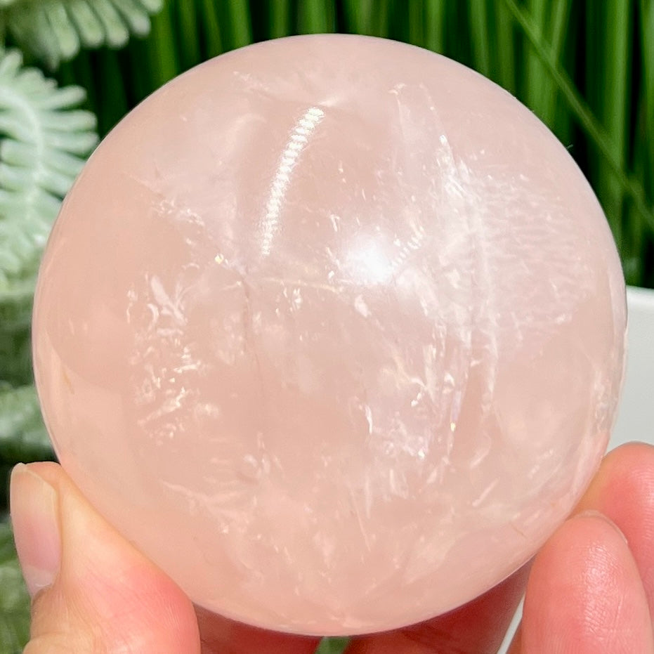 Rose Quartz Sphere High Quality Translucent Healing Crystal Ball 424g 68mm