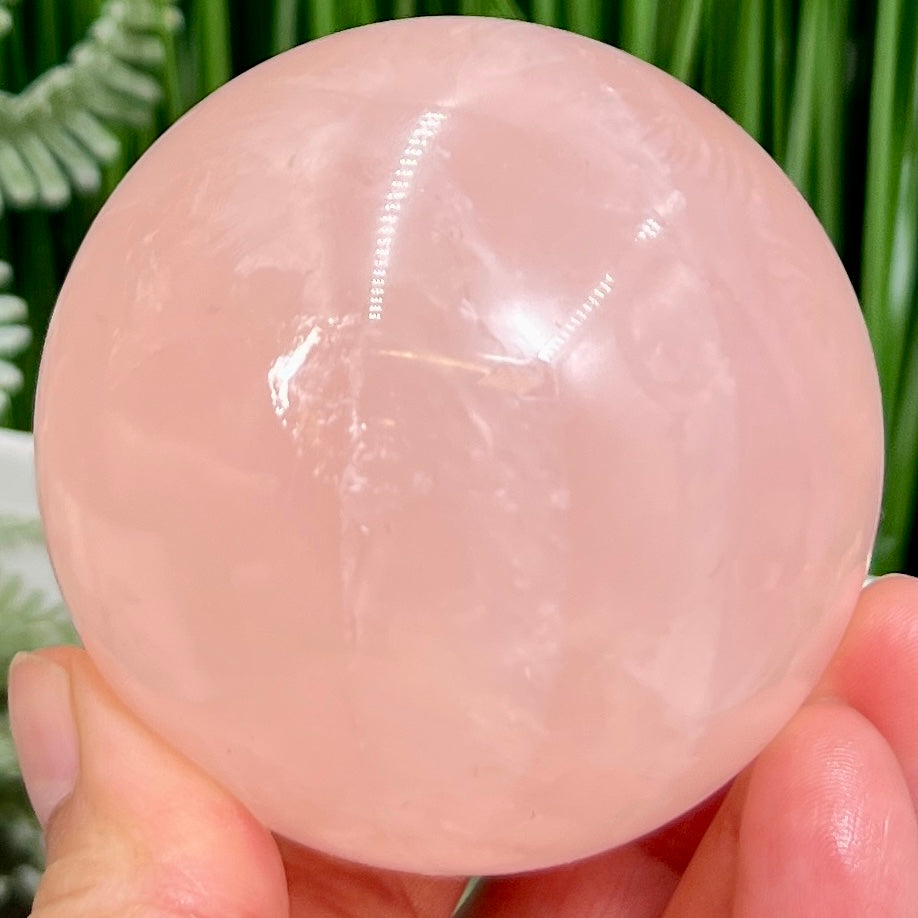 Rose Quartz Sphere High Quality Translucent Healing Crystal Ball 424g 68mm