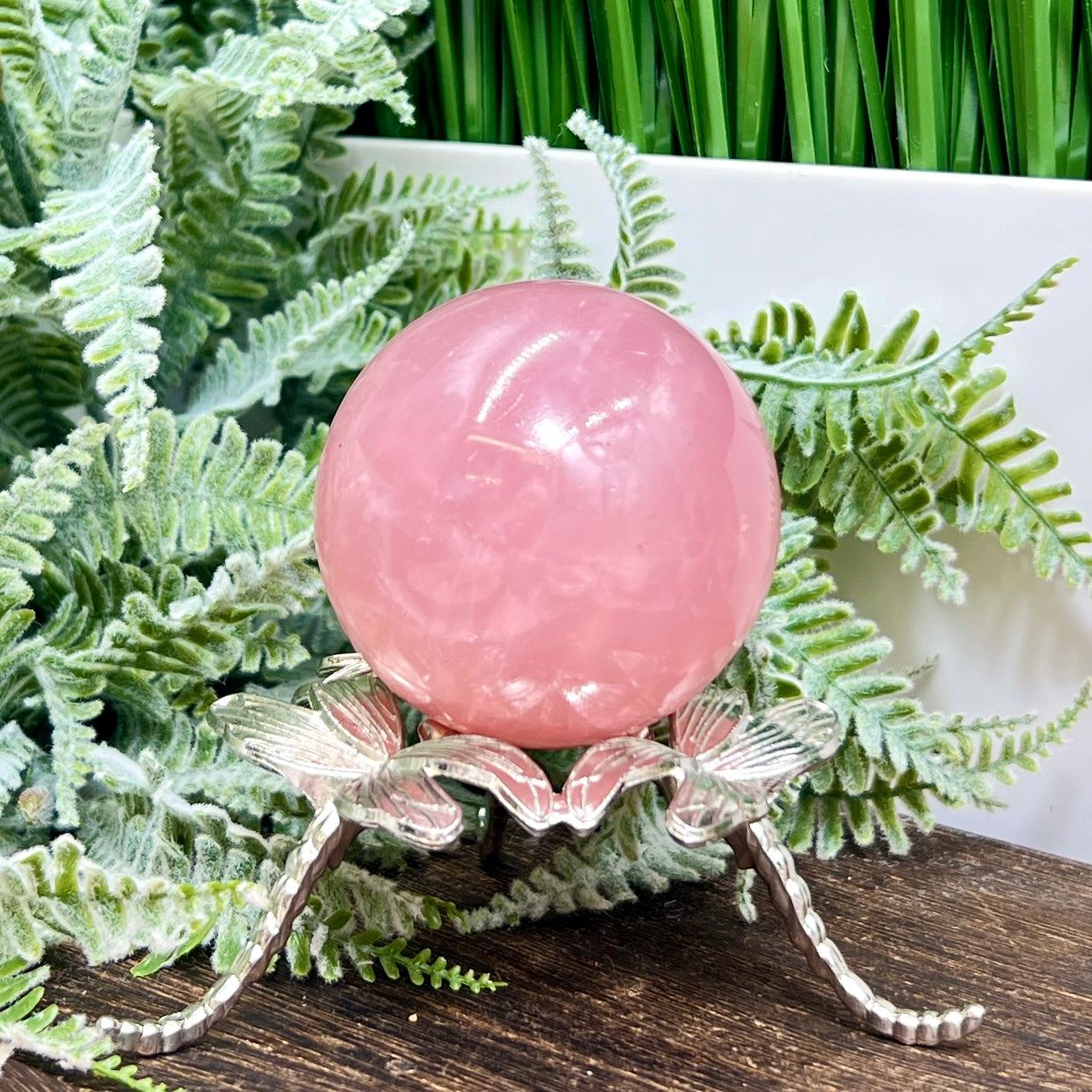 Rose Quartz Sphere High Quality Translucent Healing Crystal Ball 242g 56mm