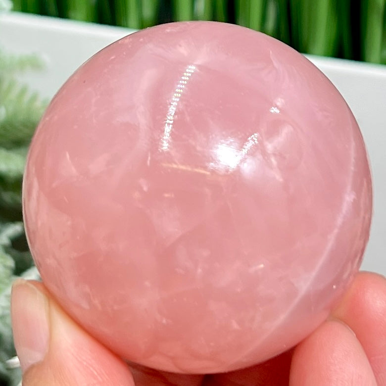 Rose Quartz Sphere High Quality Translucent Healing Crystal Ball 242g 56mm