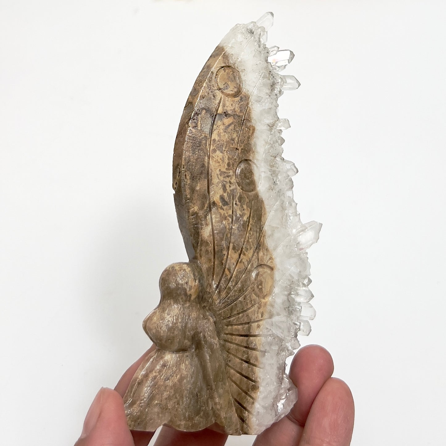 Clear Quartz Angel Fairy Healing Crystal Carving