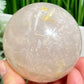 Blue Rose Quartz with Golden Healer Sphere Healing Crystal Ball 470g 70mm