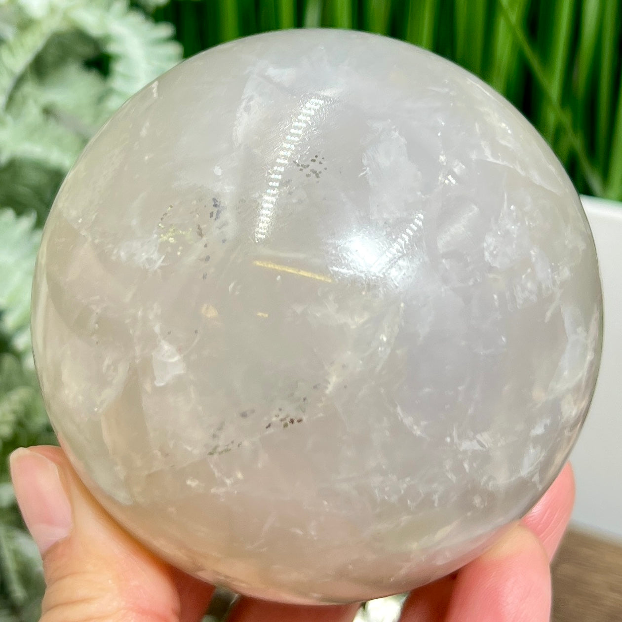 Blue Rose Quartz with Dendrites Sphere Healing Crystal Ball 746g 81mm