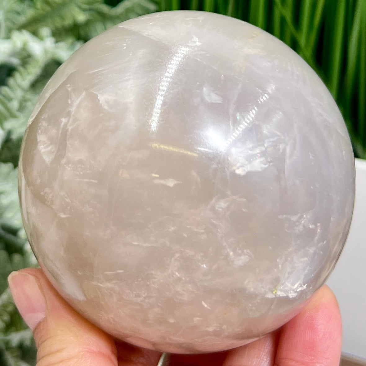 Blue Rose Quartz with Dendrites Sphere Healing Crystal Ball 746g 81mm