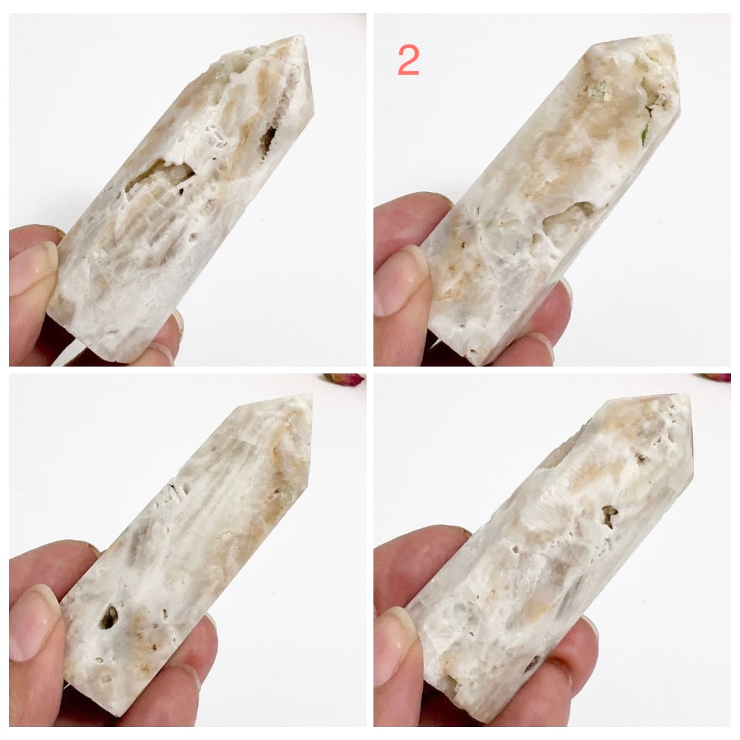 Druzy White Agate Points Towers Crystal Generators