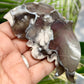 Black Flower Agate Angel Butterfly Wings with Stand Healing Crystal Carving