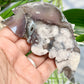 Black Flower Agate Butterfly Wings with Stand Healing Crystal Carving