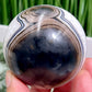 Black Agate with Quartz Sphere Healing Crystal Ball 350g 64mm