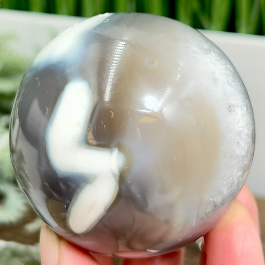 Orca Agate with Quartz Sphere Healing Crystal Ball 340g 63mm