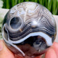 Black Agate Sphere Healing Crystal Ball 372g 66mm