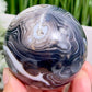 Black Agate Sphere Healing Crystal Ball 372g 66mm