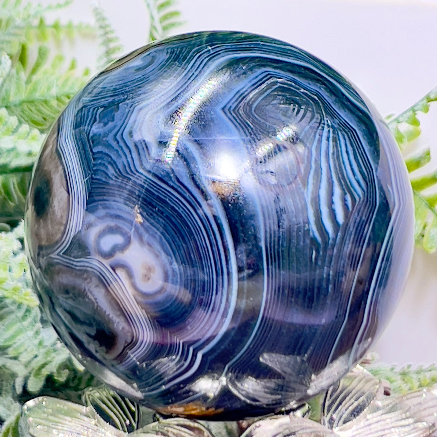 Black Agate Sphere Healing Crystal Ball 444g 69mm