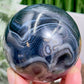 Black Agate Sphere Healing Crystal Ball 444g 69mm