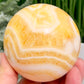 Banded Orange Calcite Sphere Healing Crystal Ball 488g 71mm