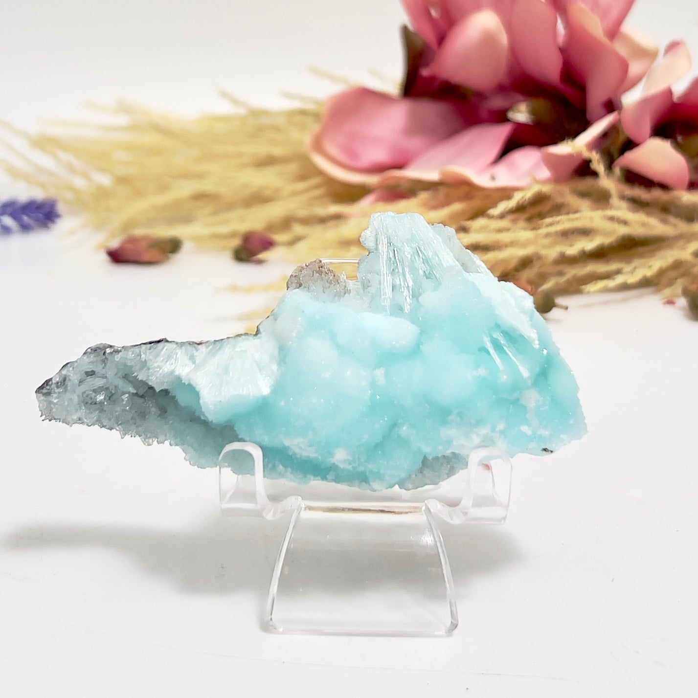 Blue Aragonite High Grade Raw Specimen Natural Crystal With Stand