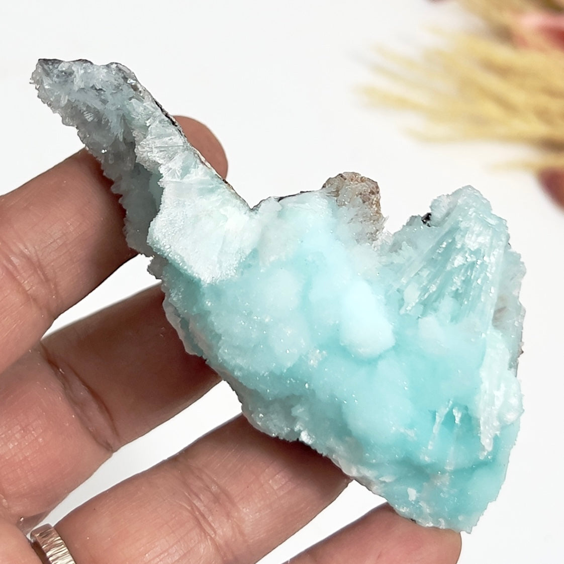 Blue Aragonite High Grade Raw Specimen Natural Crystal With Stand