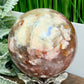 Moonstone in Hematoid Fire Quartz Sphere Rare Crystal Ball 1422g 101mm