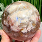 Moonstone in Hematoid Fire Quartz Sphere Rare Crystal Ball 1422g 101mm