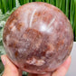 Moonstone in Hematoid Fire Quartz Sphere Rare Crystal Ball 1422g 101mm