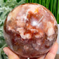 Moonstone in Hematoid Fire Quartz Sphere Rare Crystal Ball 1292g 98mm