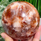 Moonstone in Hematoid Fire Quartz Sphere Rare Crystal Ball 1292g 98mm