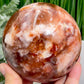 Moonstone in Hematoid Fire Quartz Sphere Rare Crystal Ball 1292g 98mm