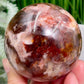 Moonstone in Hematoid Fire Quartz Sphere Rare Crystal Ball 494g 71mm