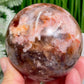 Moonstone in Hematoid Fire Quartz Sphere Rare Crystal Ball 494g 71mm