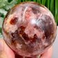 Moonstone in Hematoid Fire Quartz Sphere Rare Crystal Ball 494g 71mm