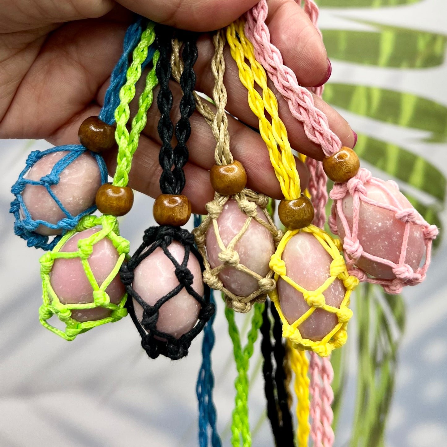 Crystal Macrame Tumbled Stone Necklaces Wearable Crystals