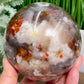 Moonstone in Hematoid Fire Quartz Sphere Rare Crystal Ball 1386g 100mm