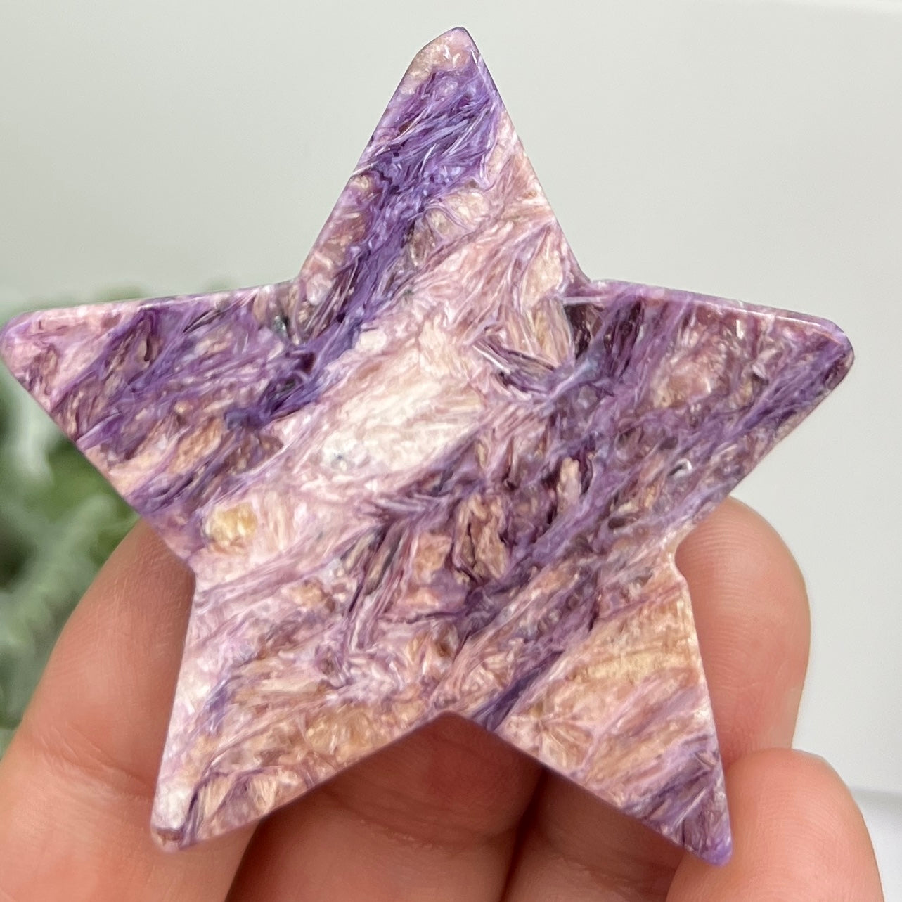 Charoite Pink Purple Star Rare Crystal Carving 30g