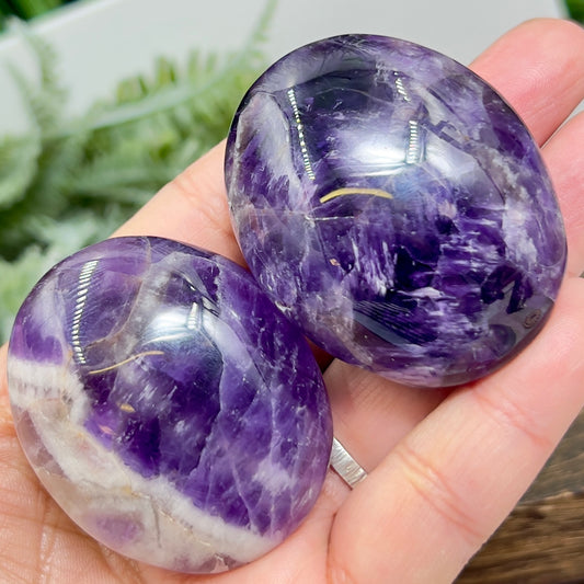 Chevron Dream Amethyst Palm Stones Worry Meditation Crystals