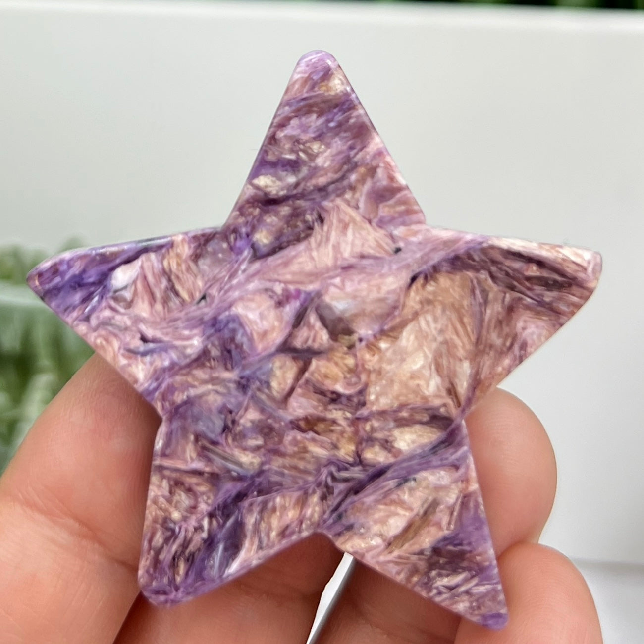 Charoite Pink Purple Star Rare Crystal Carving 30g