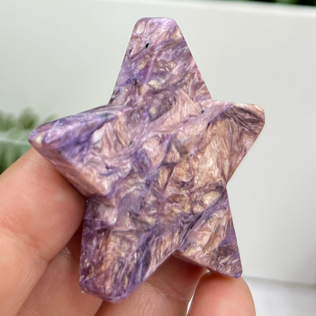 Charoite Pink Purple Star Rare Crystal Carving 30g