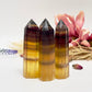 Yellow Purple Fluorite Points Towers Crystal Generators