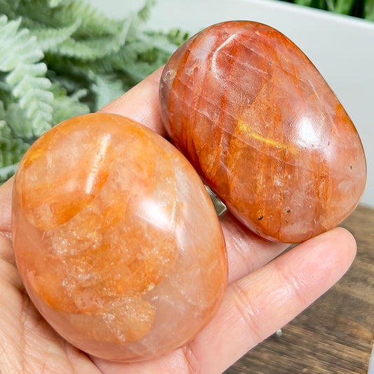 Fire Quartz Hematoid Palm Stones Large Worry Meditation Crystals