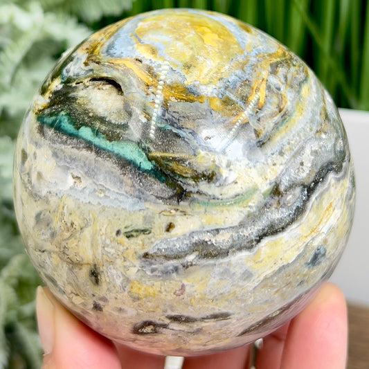 Ocean Sea Jasper Sphere Healing Crystal Ball 701g 80mm