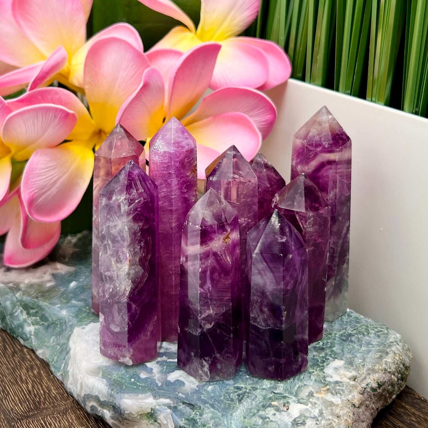 Fuchsia Purple Fluorite Points Towers Crystal Generators