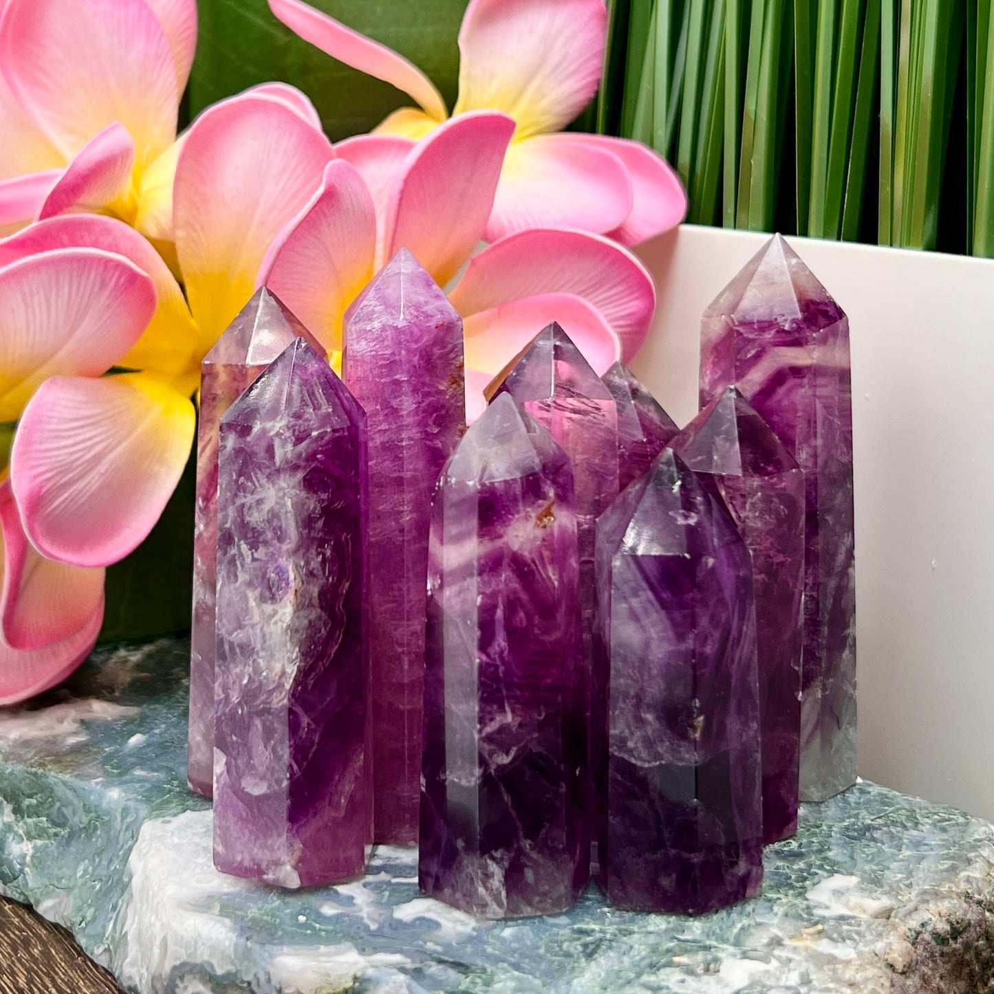 Fuchsia Purple Fluorite Points Towers Crystal Generators