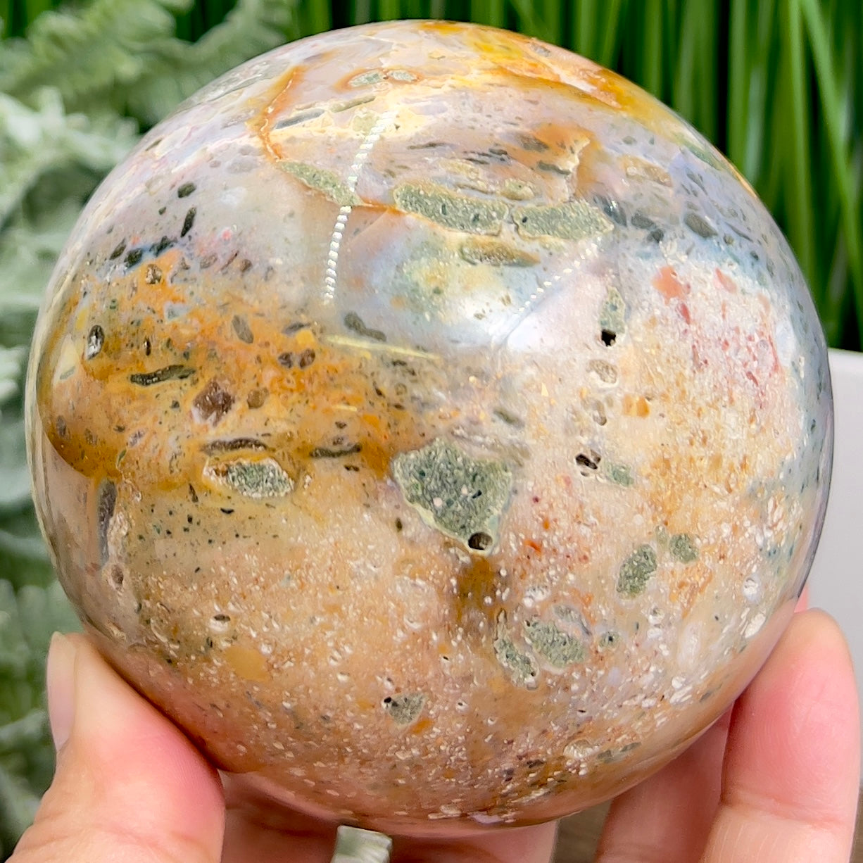 Ocean Sea Jasper Pink Sphere Large Crystal Ball 1047g 91mm