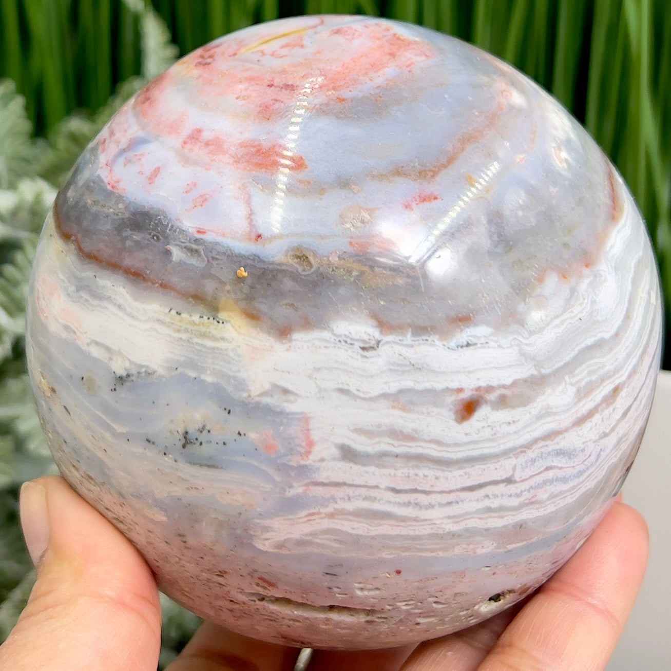 Ocean Sea Jasper Sphere Pink Blue Red Large Crystal Ball 1351g 101mm