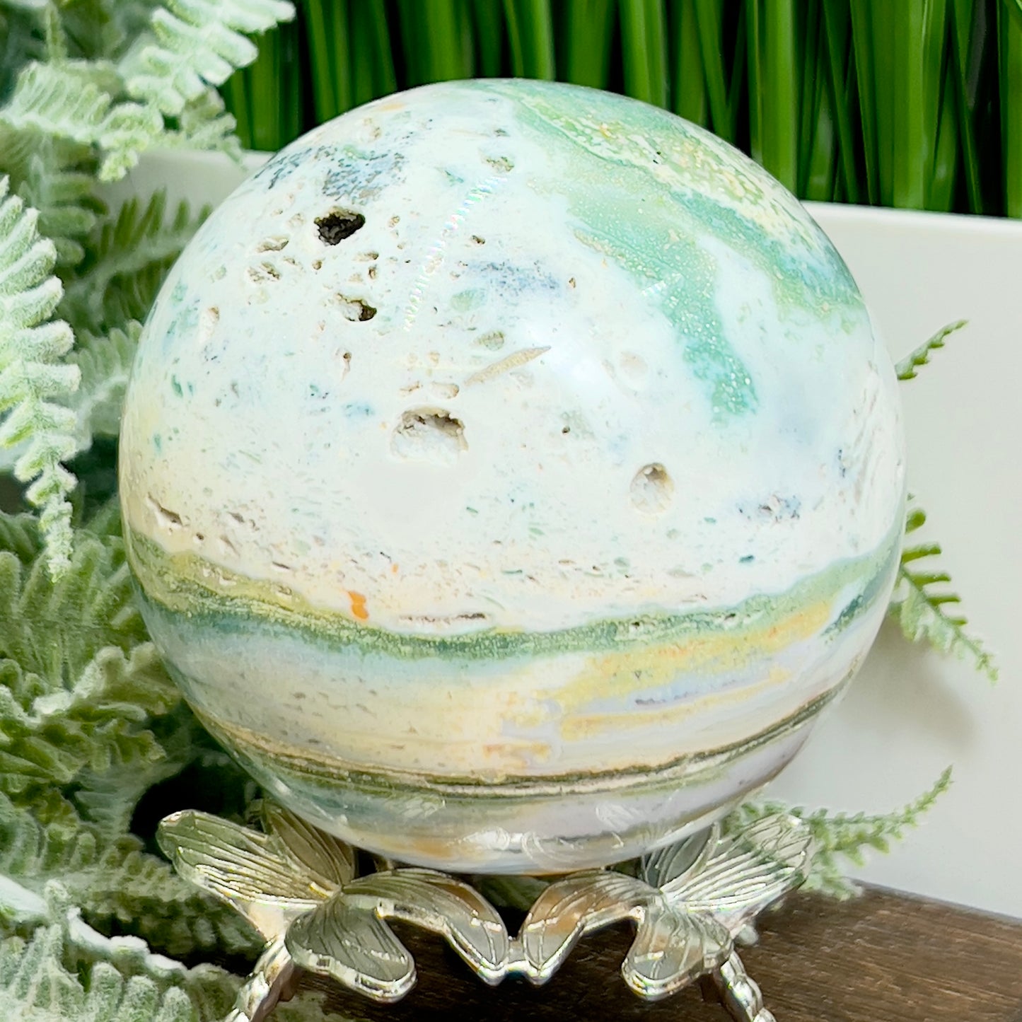 Ocean Sea Jasper Sphere Large Crystal Ball 944g 90mm