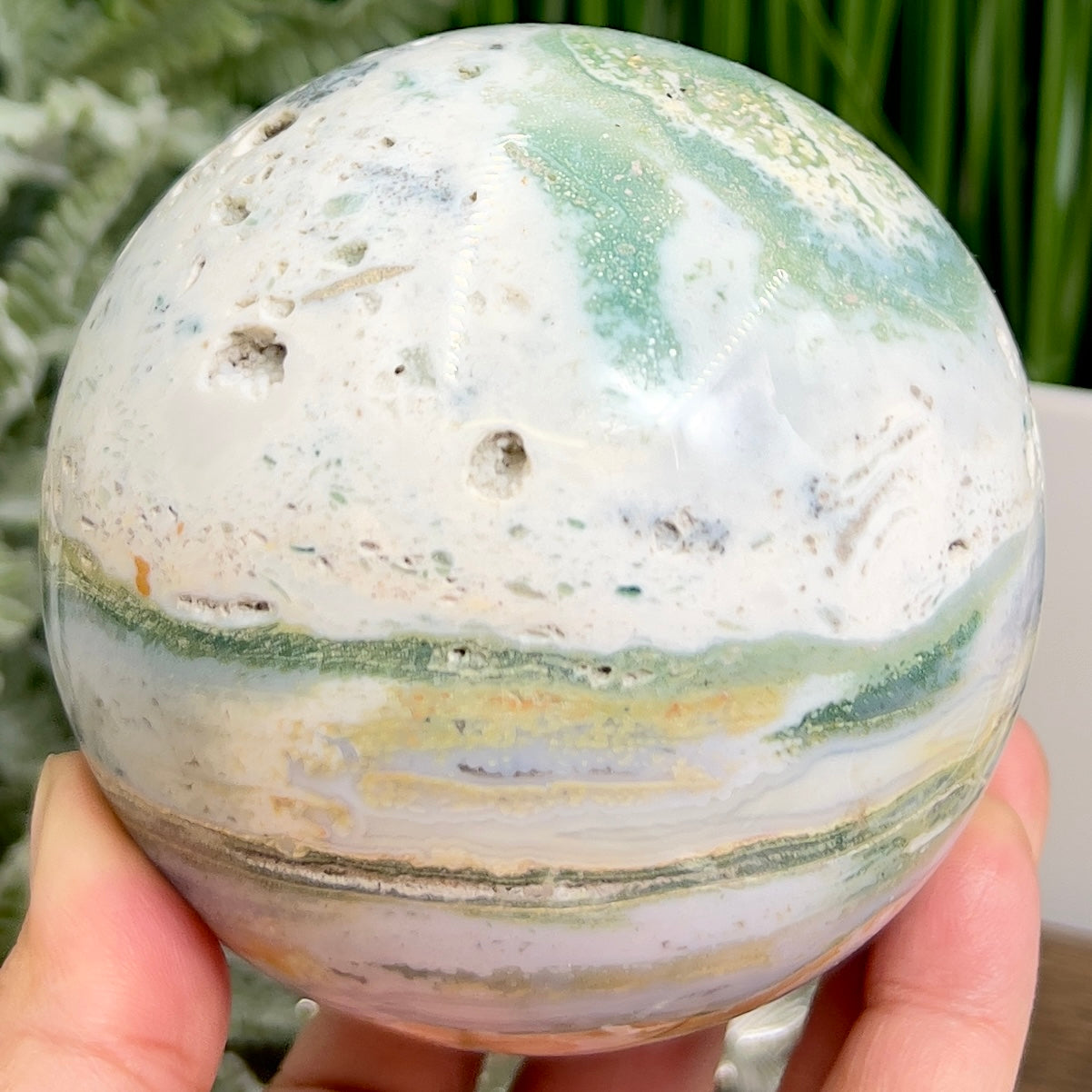 Ocean Sea Jasper Sphere Large Crystal Ball 944g 90mm