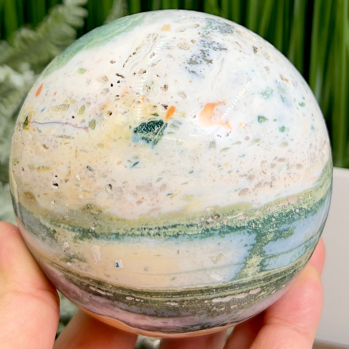 Ocean Sea Jasper Sphere Large Crystal Ball 944g 90mm