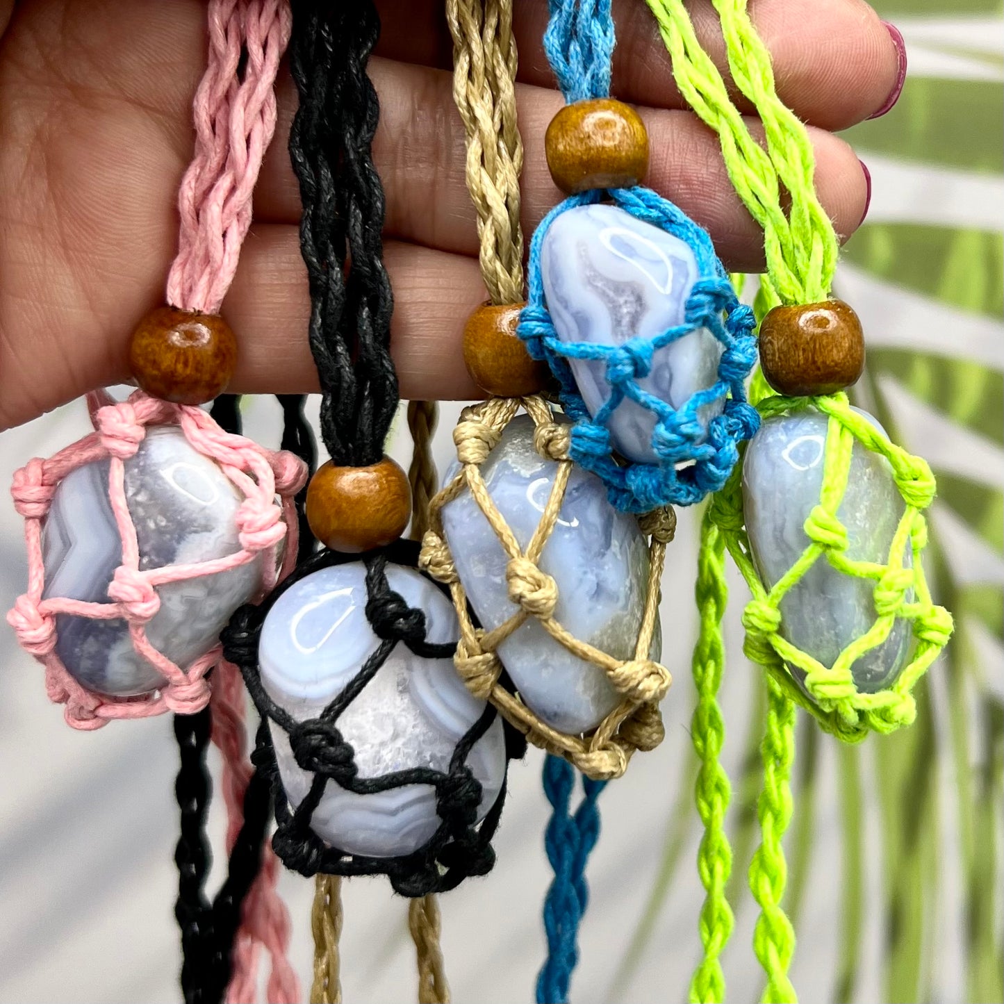 Crystal Macrame Tumbled Stone Necklaces Wearable Crystals